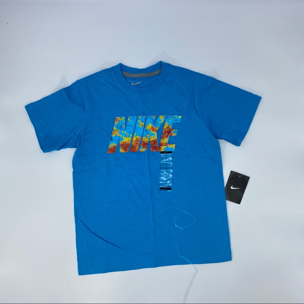 NEW WITH TAGS NIKE KIDS BLUE LOGO SHORT SLEEVE T SHIRT YOUTH SMALL